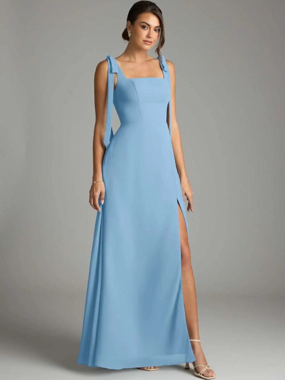 Azazie Debra, Steel Blue, Bridesmaid Dress